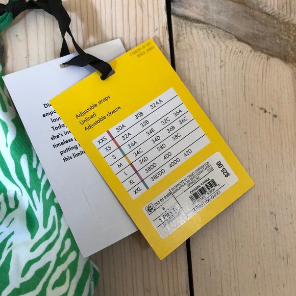 Diane Von Furstenburg NWT Women's Geranium Leaf Green Print Bra Size S - Picture 4 of 7